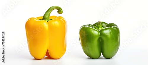 Vibrant Bell Peppers on Pure White Background - Fresh and Colorful Capsicum Vegetables