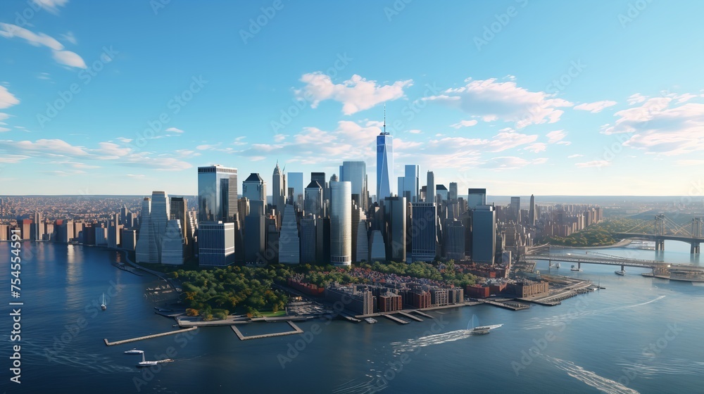 Panorama of Lower Manhattan View from the South