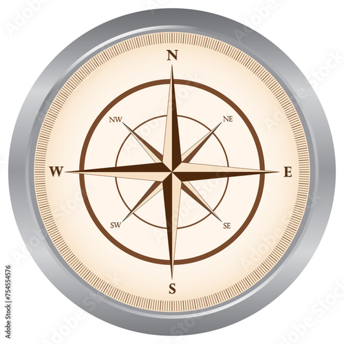 Compass vector made to look old and aged. Compass can be used as a travel logo.