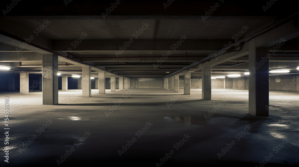 Underground parking facility, Subterranean parking garage, Basement parking structure, Below-ground parking area, Sublevel parking lot, Basement car park, Below-grade parking facility, Underground car