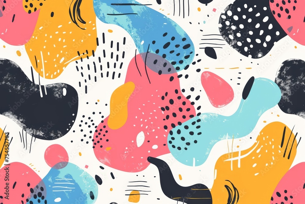 Dynamic Abstract Geometric Shapes Seamless Pattern with Vibrant Colors on White Background Illustration Dynamic Abstract Geometric Shapes Seamless Pattern with Vibrant Colors on White Background Illustration