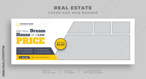 Real Estate Marketing Facebook Cover & Multipurpose Web Banner Designs for Construction, Renovation, Handyman Services, House Rent, Interior Furniture, and Office Sale on Social Media