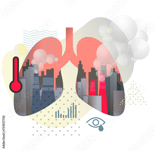 Urban Pollution - Effect of Particulate Matter PM 10 and 2.5 Pollution on Human Lungs - Icon