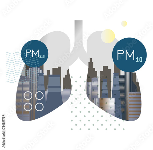Urban Pollution - Effect of Particulate Matter PM 10 and 2.5 Pollution on Human Lungs - Icon