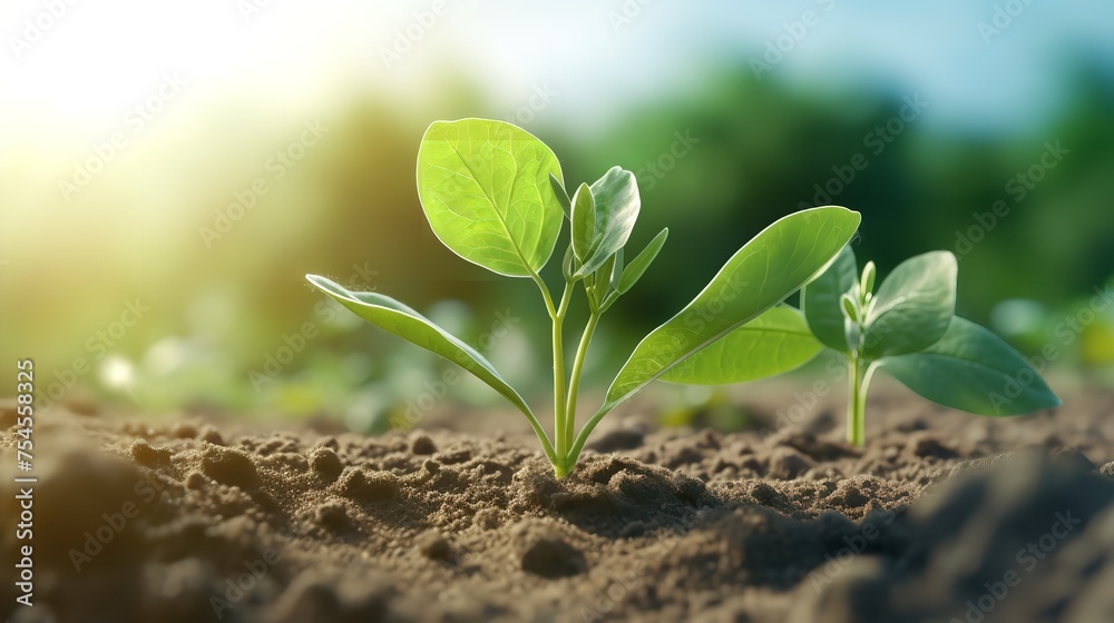 Soybean Growth in Farm with Green Leaf Background - 3D Soybean Growth in Farm with Green Leaf Background - 3D