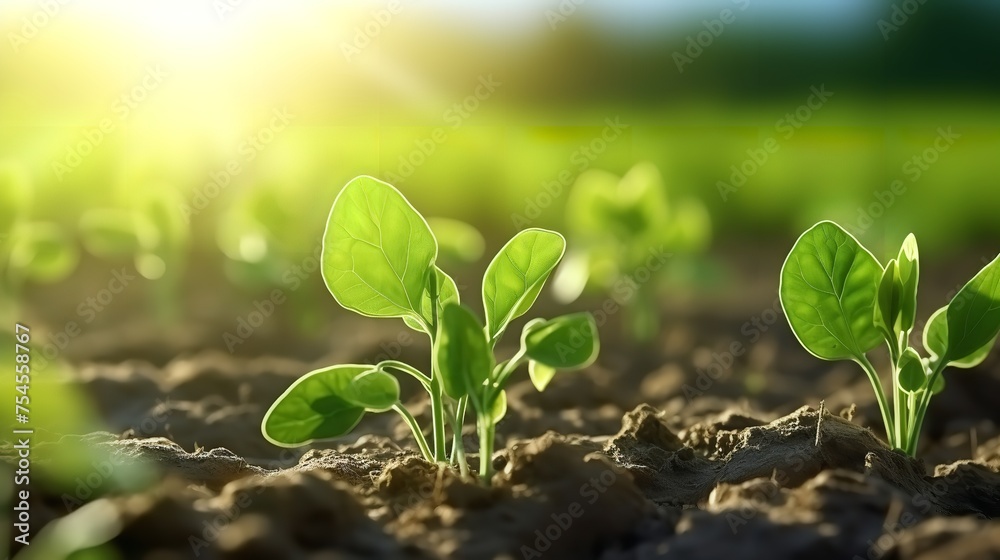Soybean Growth in Farm with Green Leaf Background - 3D