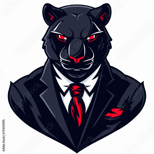 Male businessman panther in a suit esport vector logotype, panther logo, panther icon, panther sticker, panther symbol, panther emblem