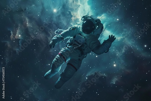 Astronaut floating in the cosmos Exploring the vastness of space Zero gravity