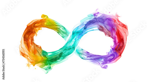 Rainbow Infinity Symbol for Neurodiversity. Alcohol ink art on white background