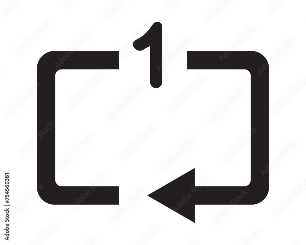 vector single loop icon for media music player vector single loop icon for media music player