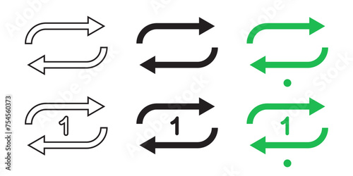 vector loop and single loop icons in three styles for media music player