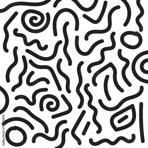 vector black random hand drawn doodle pattern for background, wallpaper, packaging, wrapping paper, etc.
