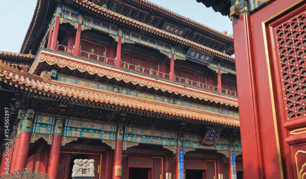 Pavilion of Eternal Happiness in Yonghe Temple commonly called Lama Temple in Beijing, China Pavilion of Eternal Happiness in Yonghe Temple commonly called Lama Temple in Beijing, China