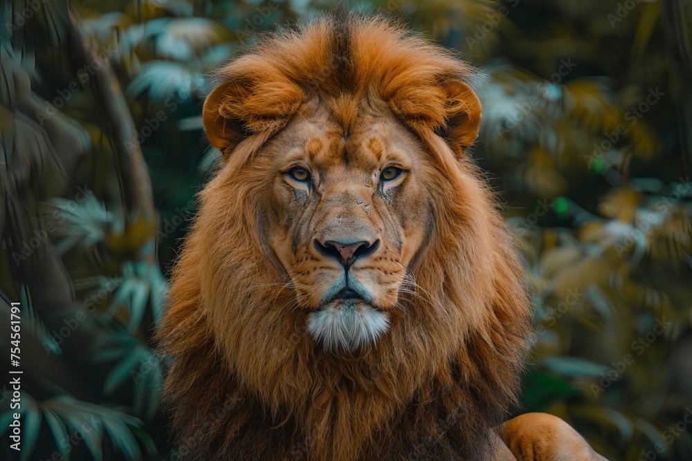 Majestic lion portrait Regal and powerful King of the jungle Wildlife dominance