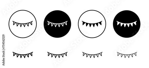 Party pennants vector icon set collection. Party pennants Outline flat Icon.