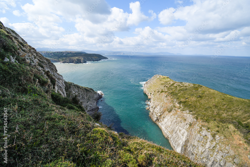 Panoramic of the cliffs of the Gorliz coast