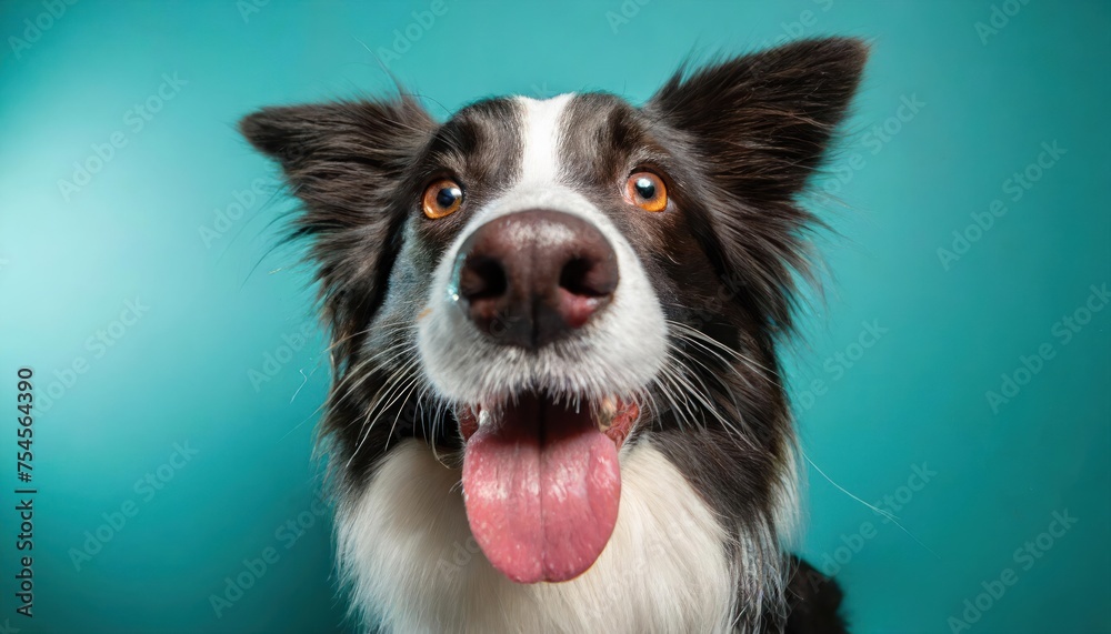 High quality photo. Beautiful studio headshot portrait of border collie looking forward High quality photo. Beautiful studio headshot portrait of border collie looking forward