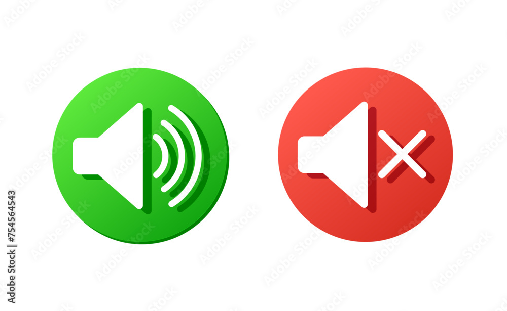 sound on and off green and red buttons, loudspeaker button, web icon