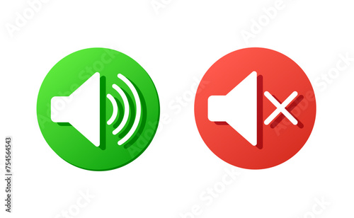 sound on and off green and red buttons, loudspeaker button, web icon