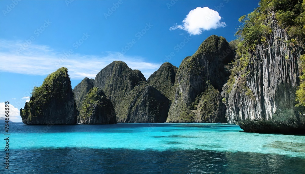 High quality photo. Coron El Nido Palawan Philippines Tropical Paradise Clear Blue Waters and Limestone Cliffs south east asia landscape