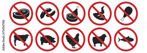 Bundle set of no animals meat containing food, for vegan food, halal food, vegetarian