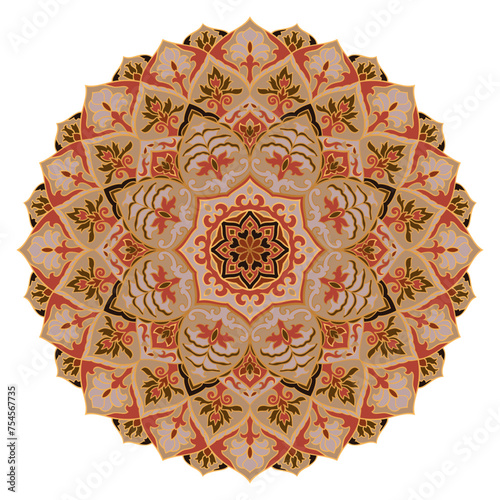 Vector tfloral mandala. Oriental round design element for any surface.  photo