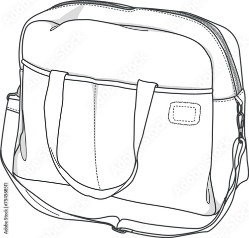 Baby Care Bag Design Template: Vector Flat Sketch for Stylish and Functional Baby Bags