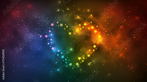 light stars with rainbow colours creating a heart
