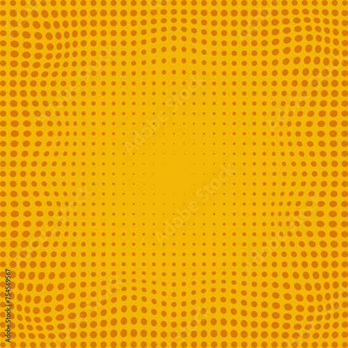 Distorted Wavy Halftone Dot Orange Pattern