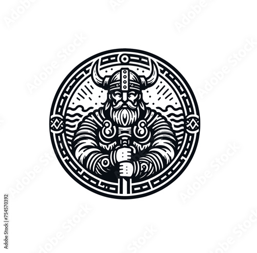 Viking monochrome isolated vector illustration