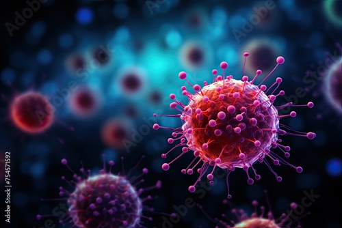 Biological mutation, microscopic virus, dotted particles shape, nano technology. photo