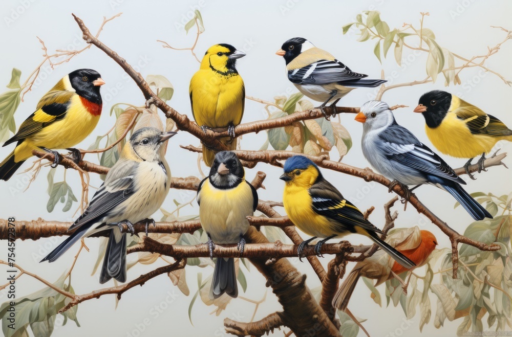 Fototapeta premium Birds on the branches