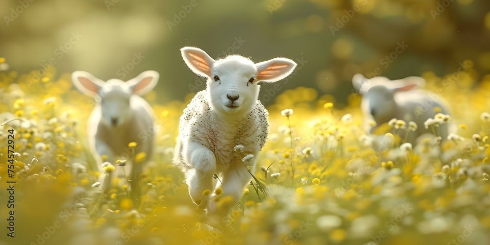 Capturing the Playful Energy and Innocence of Frolicking Lambs. Concept Outdoor Photoshoot, Animals, Playful Poses, Innocent Expressions, Joyful Moments Capturing the Playful Energy and Innocence of Frolicking Lambs. Concept Outdoor Photoshoot, Animals, Playful Poses, Innocent Expressions, Joyful Moments