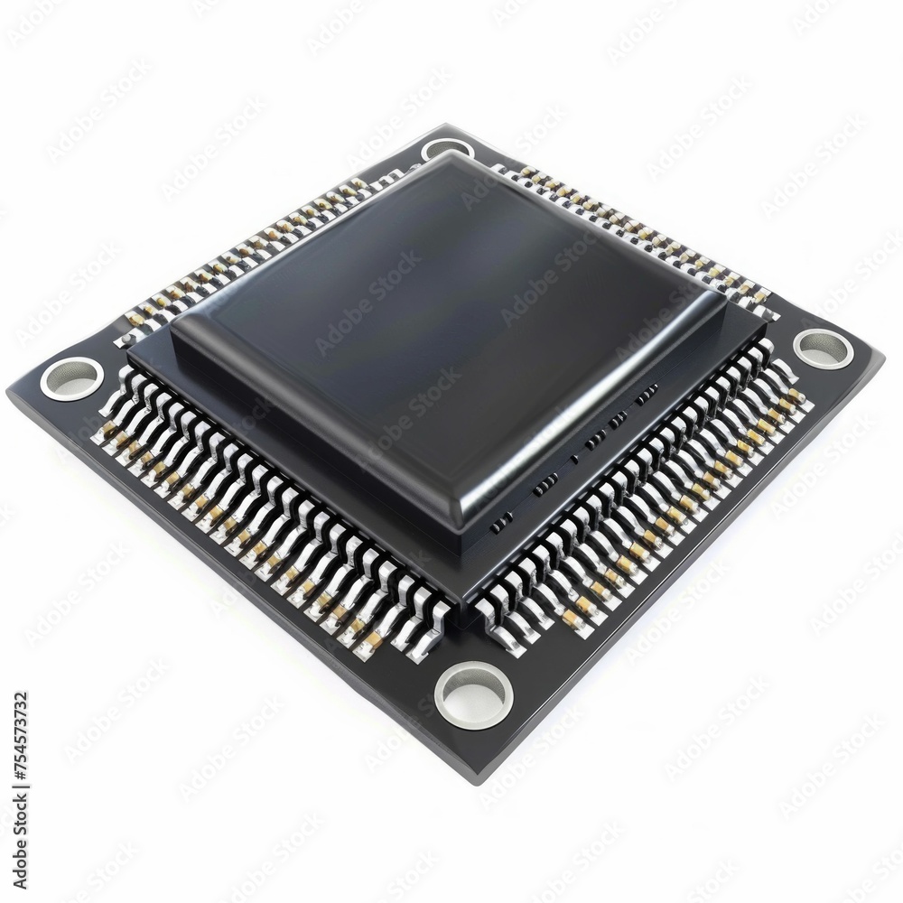 Microchip on White Background. Generative ai Microchip on White Background. Generative ai