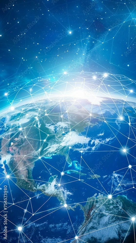 Global Communication Network Over Earth from Space. Generative ai Global Communication Network Over Earth from Space. Generative ai
