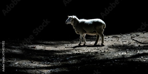 Shadow Play: Sheep on the Ground in Light Perspective. Concept Outdoor Photography, Creative Lighting, Animal Portraits, Shadow Art, Perspective Techniques