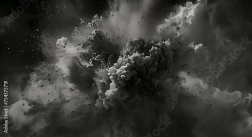 Powder Charcoal Background Black Smoke Particles Explosive Carbon Pattern Coal Makeup Dark Splash Bomb Piece
 photo