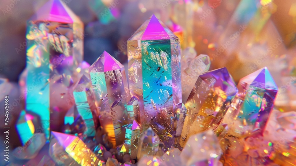 Beautiful iridescent cluster crystal image background Beautiful iridescent cluster crystal image background