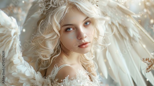 Beautiful platinum blonde female angel