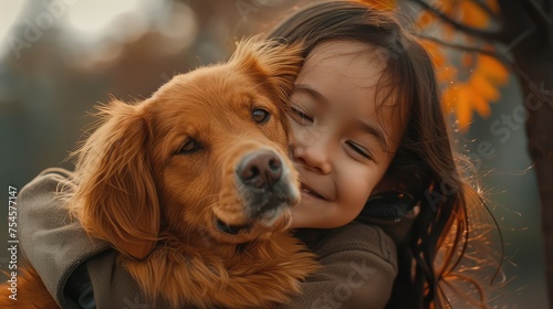 Joyful Moment Captured as a Child Embraces a Smiling Purebred Puppy, Illustrating the Unbreakable Bond Between Humans and Their Pets