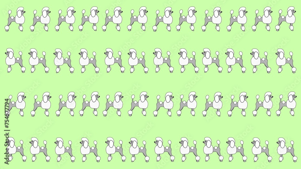 green background with poodle dogs pattern