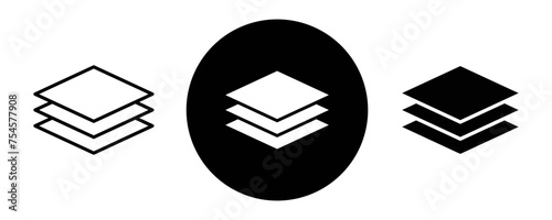 3 Layer outline icon collection or set. 3 Layers Thin vector line art