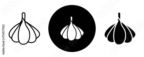 Garlic outline icon collection or set. Garlic Thin vector line art