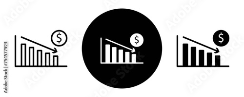 Economy crisis outline icon collection or set. Economy crisis Thin vector line art