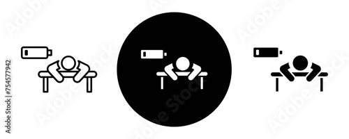 Tired person outline icon collection or set. Tired person Thin vector line art