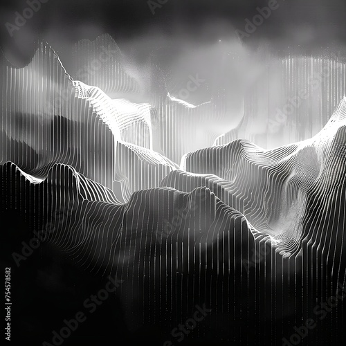Data moshed fine line pattern black and white. Black & white minimal background. Abstract shapes and textures. black and white backgrounds. High quality texture abstract vector illustration photo
