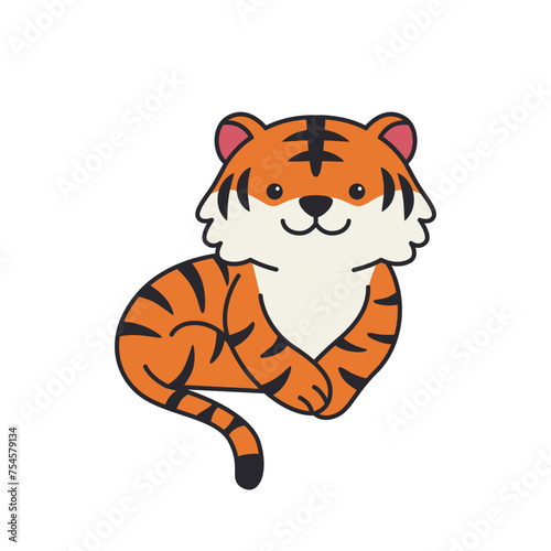 Fototapeta Naklejka Na Ścianę i Meble -  Cute tiger cartoon vector illustration
