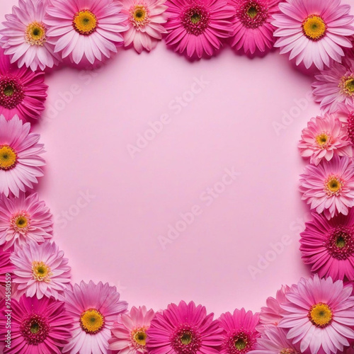 Background of pink flowers with empty space for text or greeting card design. Postcard for International Women's Day and Mother's Day. Banner.
