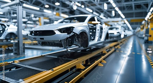 High-Tech Automotive Production Line in a Modern Factory Facility
 photo