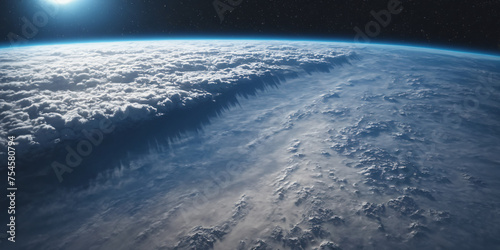 Realistic Earth From Space Close Up Atmosphere Himalayas Alps and Andes Snowy Mountain Ranges